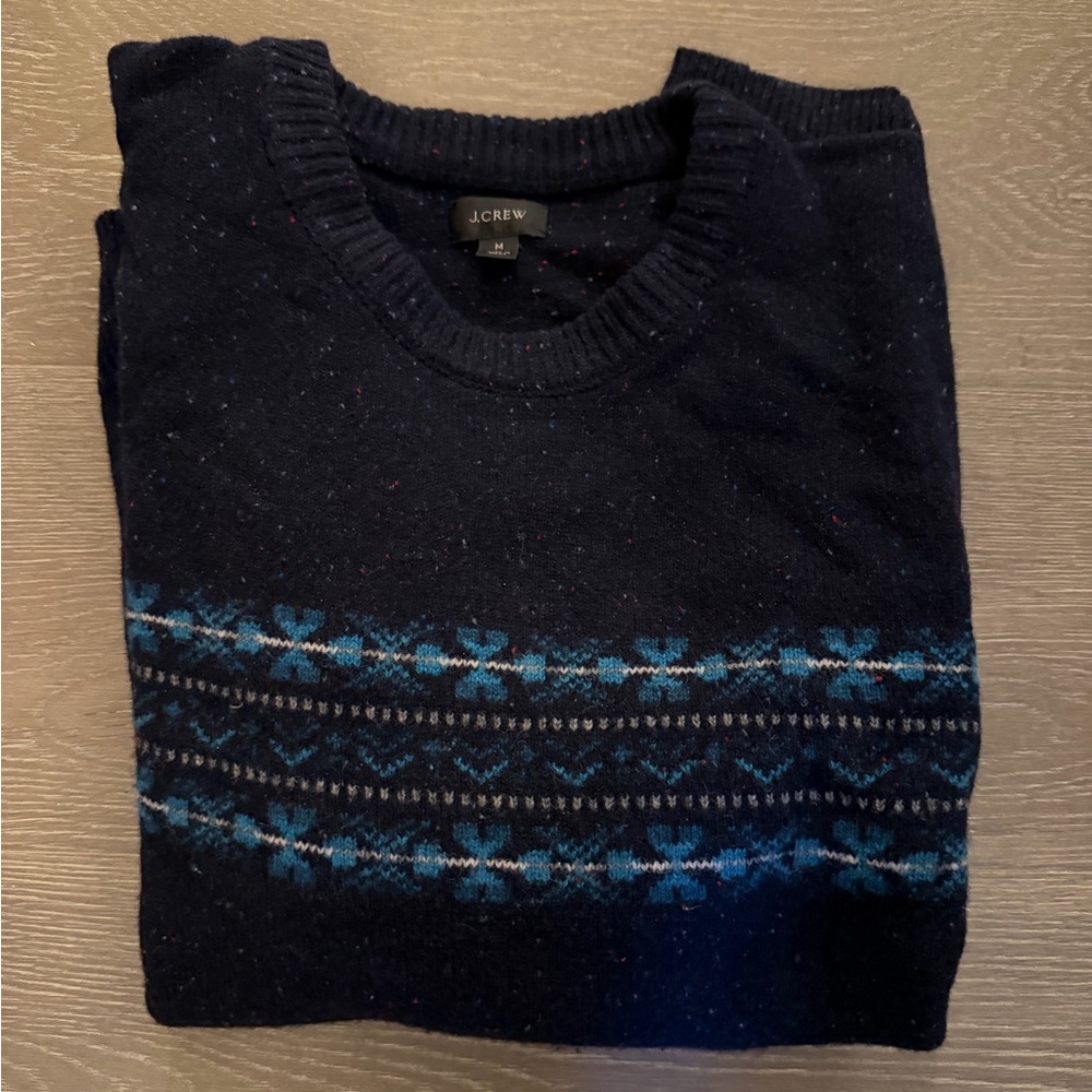J. Crew Fair Isle crewneck wood sweater Size Medium